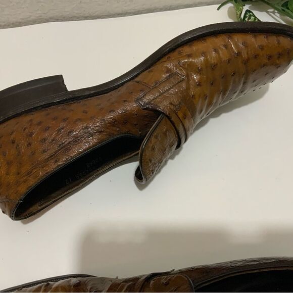 Footjoy Brown Ostrich Leather Loafers 73668 12C - Picture 15 of 16